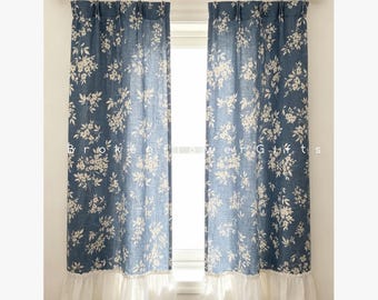 Custom Curtain, Ruffle Cafe Curtain,Rustic Rod Pocket Window Drape (1 Panel)