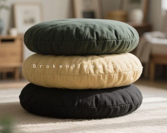 Round Cotton Floor Cushion, Tatami Meditation Seat, Custom Size
