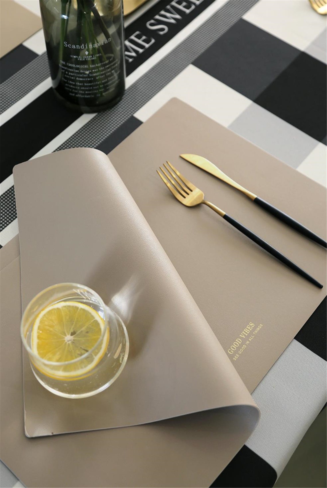 Rectangle leather placemats PU leather waterproof table Etsy