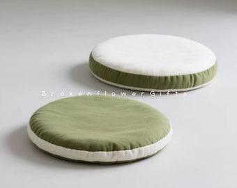 Ramie Cotton Round Floor Cushion, Meditation Seat Pad, Removable Cover