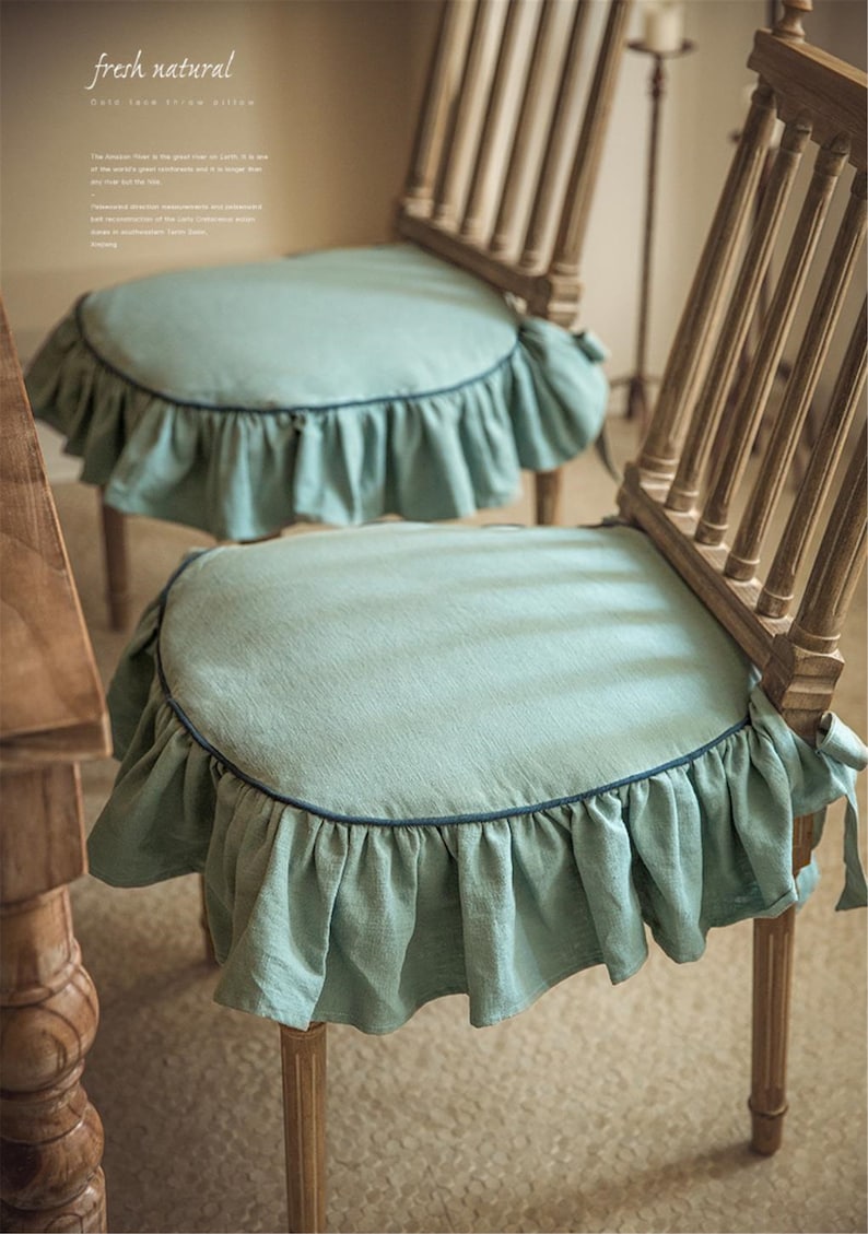 Ramie ruffle cushion with ties thick chair slipcover with Etsy