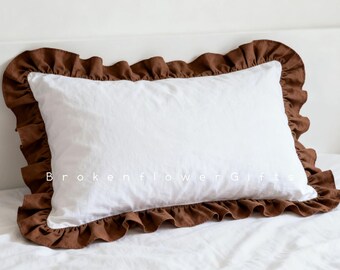 Cotton Pillowcase, Ruffled Farmhouse Sham, King/Queen Pillow Cover