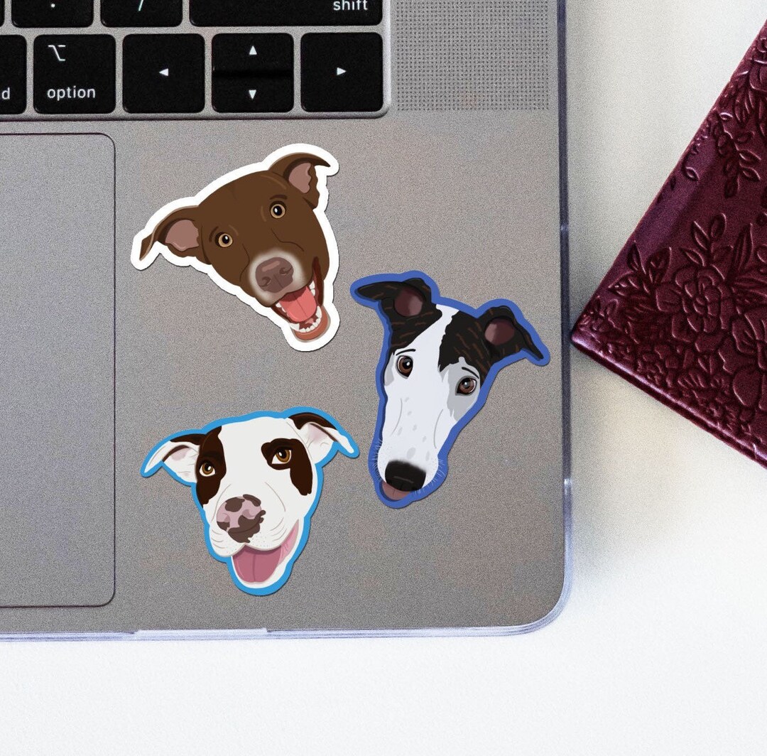 Computer Dog Sticker Custom 10 Set Pet Stickers | Custom Pet Gift | Illustrated Dog Cat ...