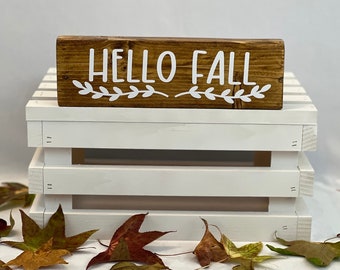 Hello Fall Wood Sign / Segni di legno / Decorazioni autunnali / Segni di legno personalizzabili / Regali personalizzati / Decorazioni per la casa fatte a mano