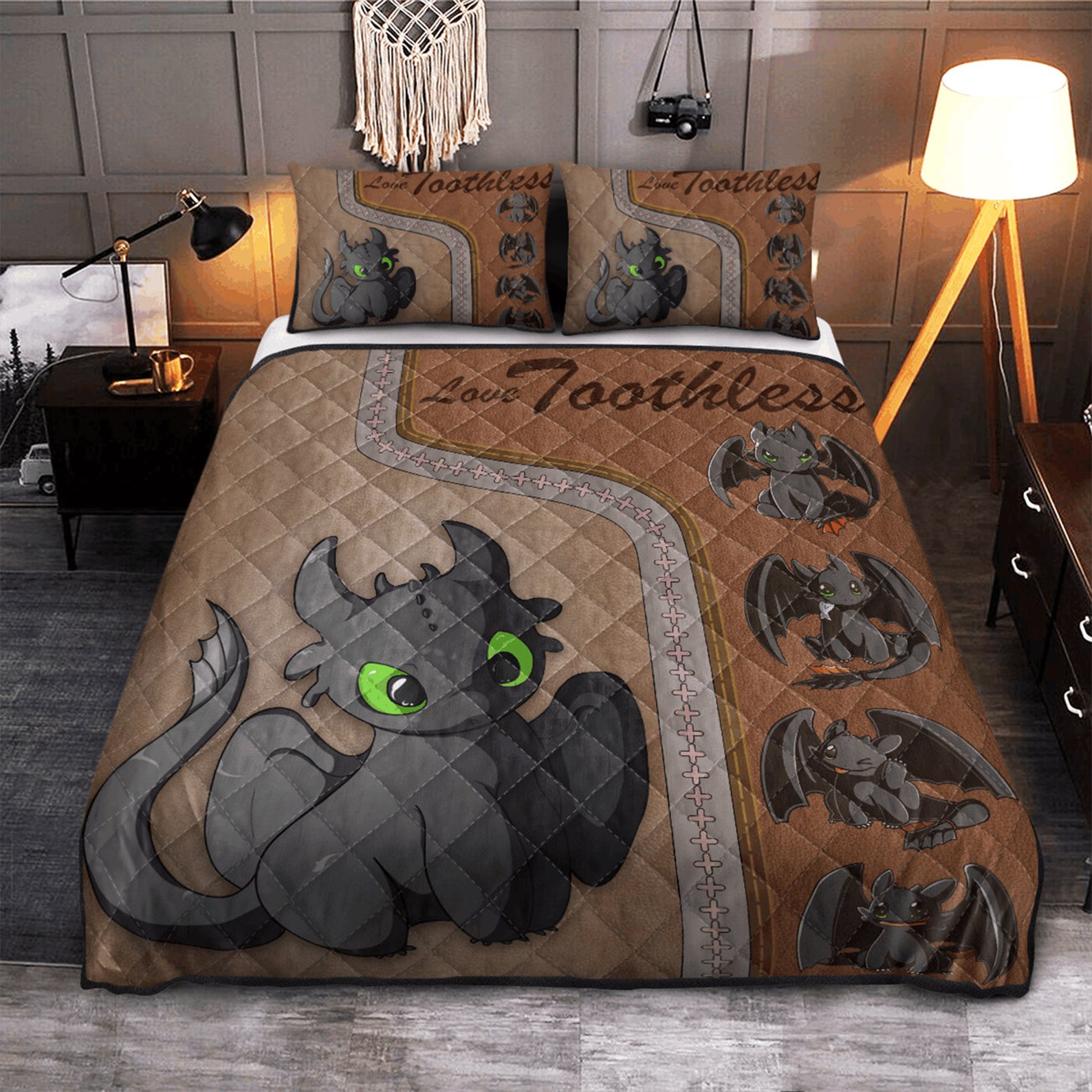 How To Train Your Dragon Bedding Set Toothless Light Fury Etsy