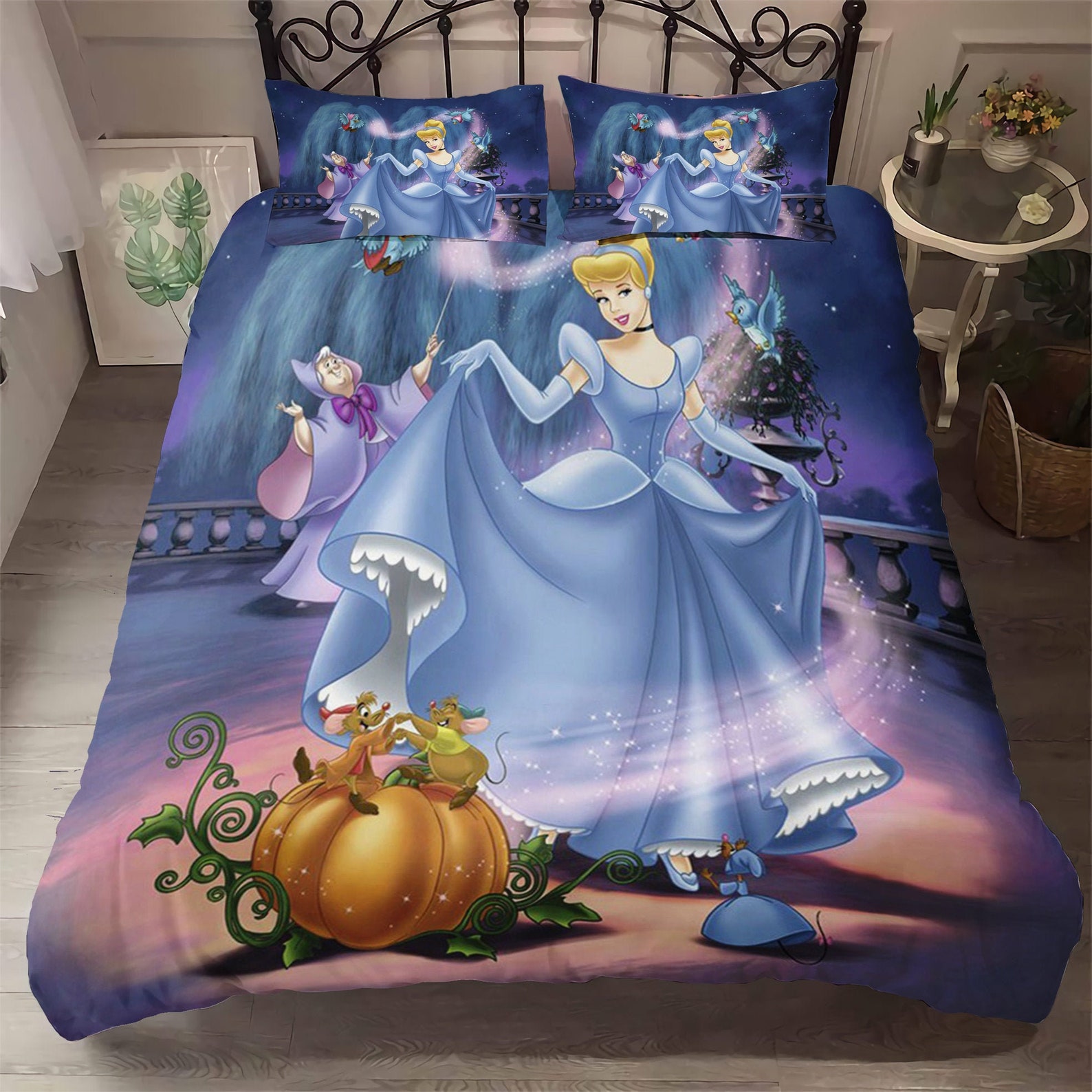 Disney Cinderella Princess Bedding Set Duvet Cover Pillowcases Etsy