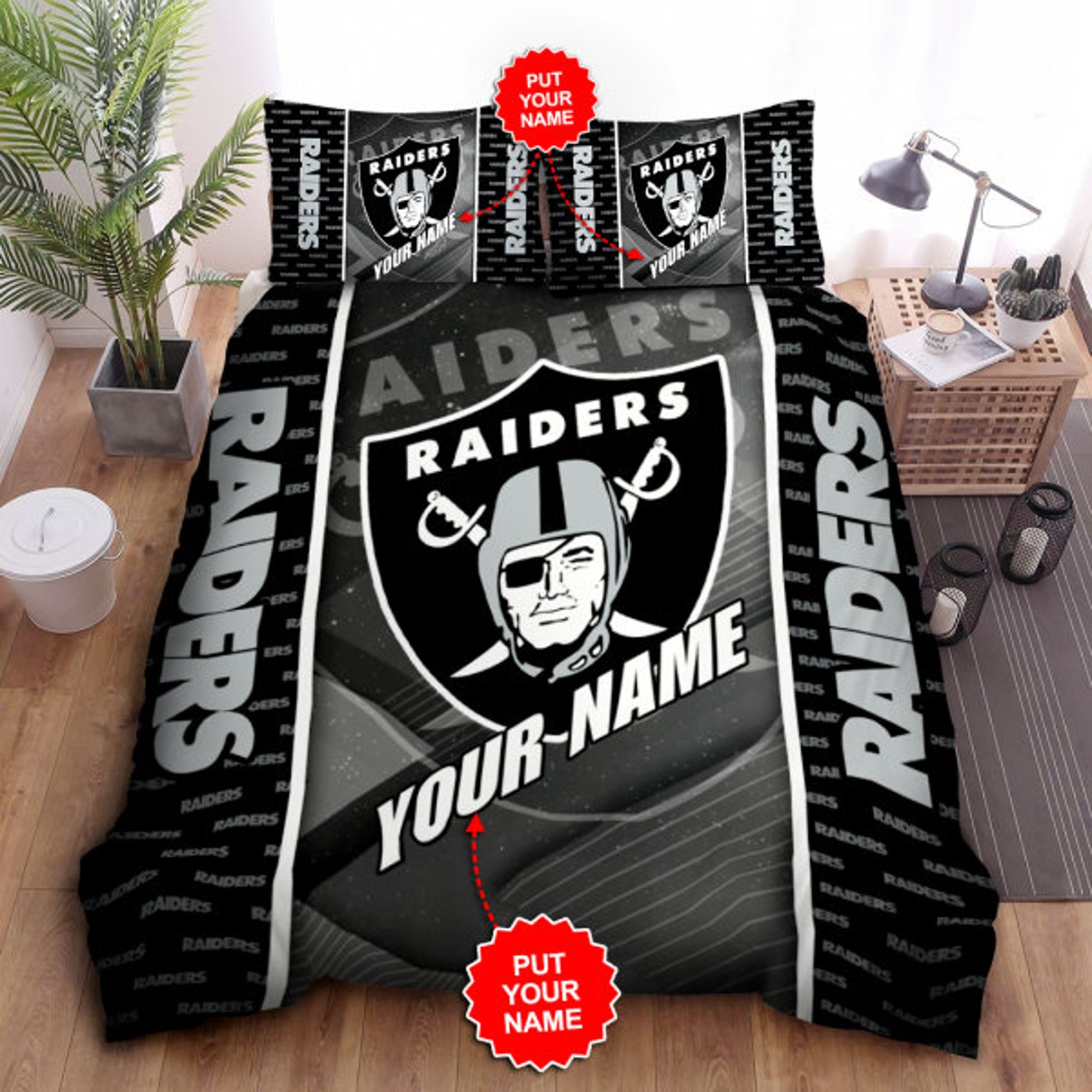 Las Vegas Raiders Bedding set Custom name bedding set Las Etsy