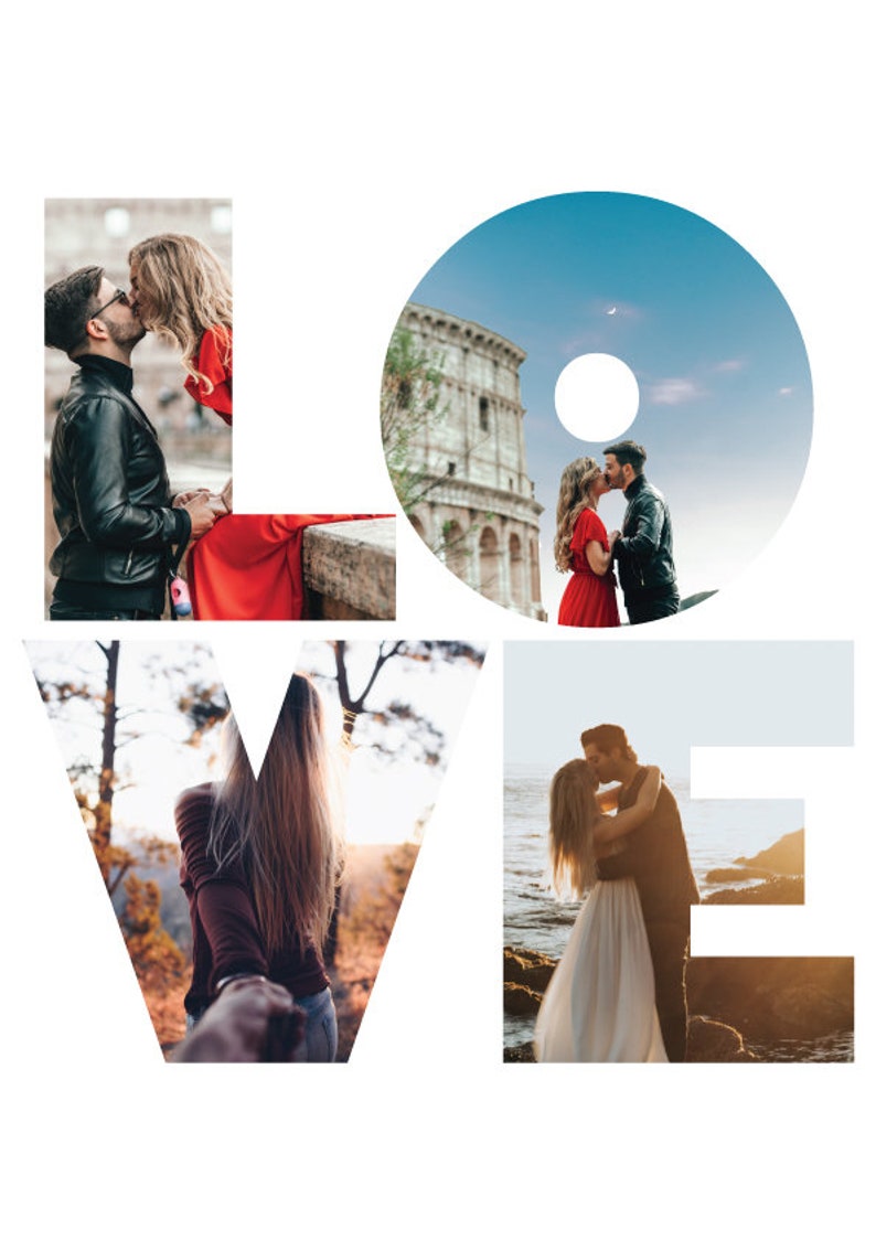 Photo Collage LOVE Collage A3 A3 A4 A5 A6 Unframed Etsy
