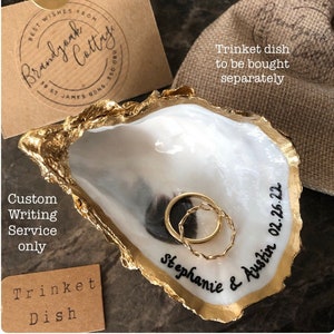 Add-on item: Custom Personalised Date or Message Handwritten on your Oyster Shell Trinket Dish *Writing ONLY* Gold Black Silver Copper ink