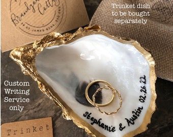 Add-on item: Custom Personalised Date or Message Handwritten on your Oyster Shell Trinket Dish *Writing ONLY* Gold Black Silver Copper ink