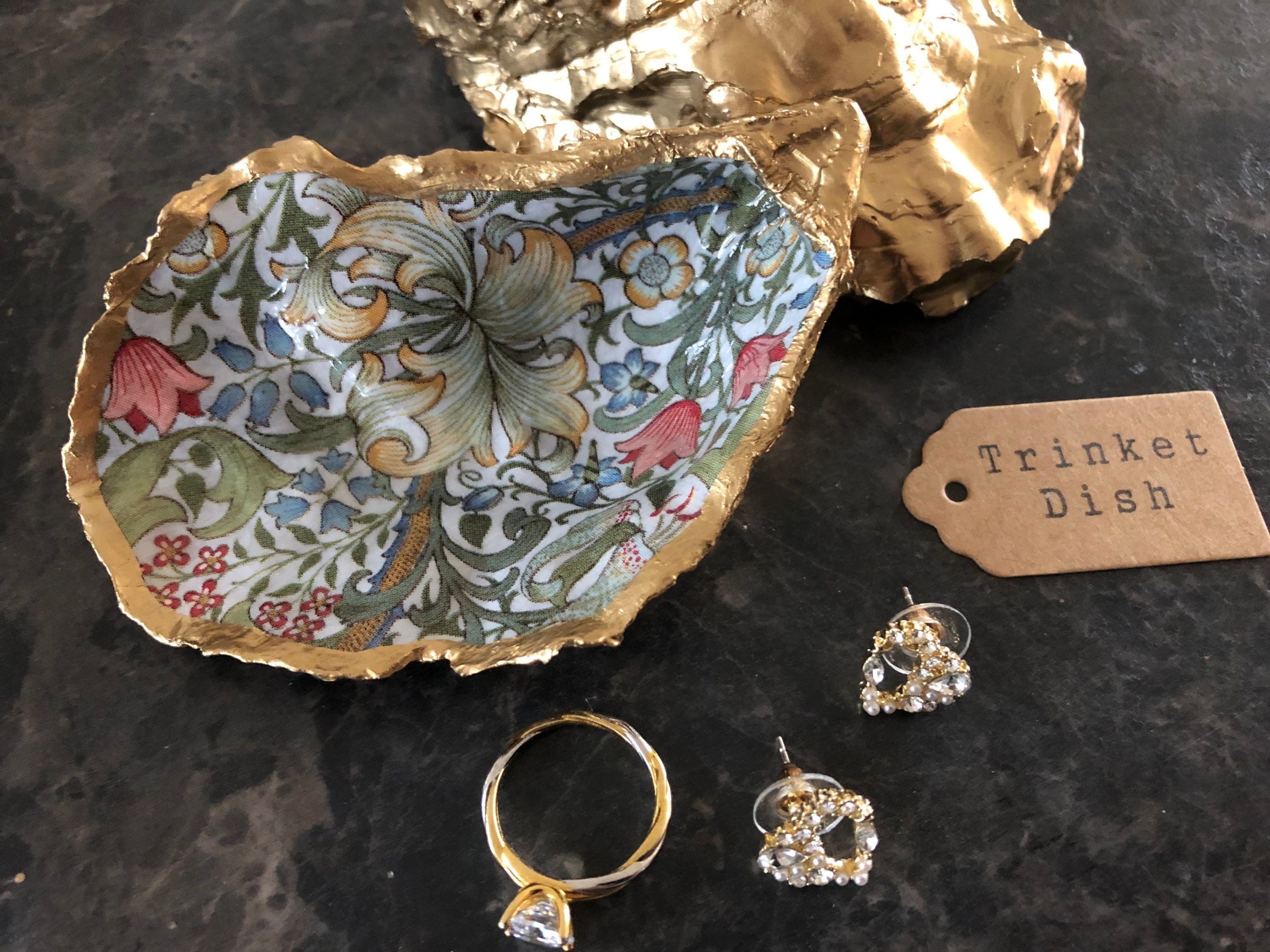 Gold Oyster Shell Trinket Dish William Morris Golden Lily Etsy