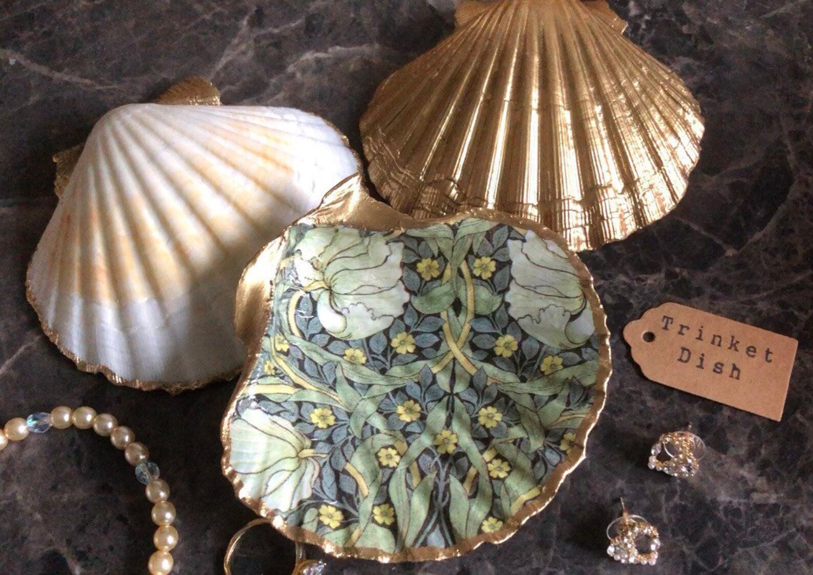 Gold Scallop Shell Trinket Dish in William Morris Pimpernel Etsy
