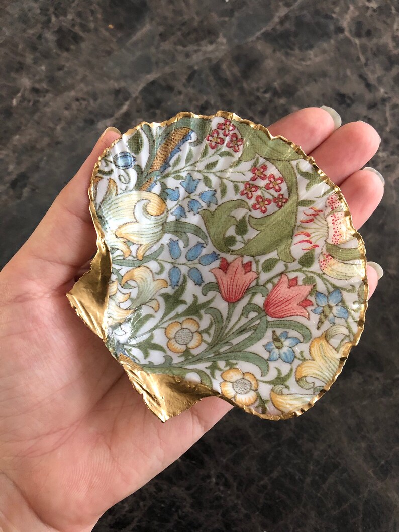 Scallop Shell Trinket Dish in William Morris Golden Lily Etsy