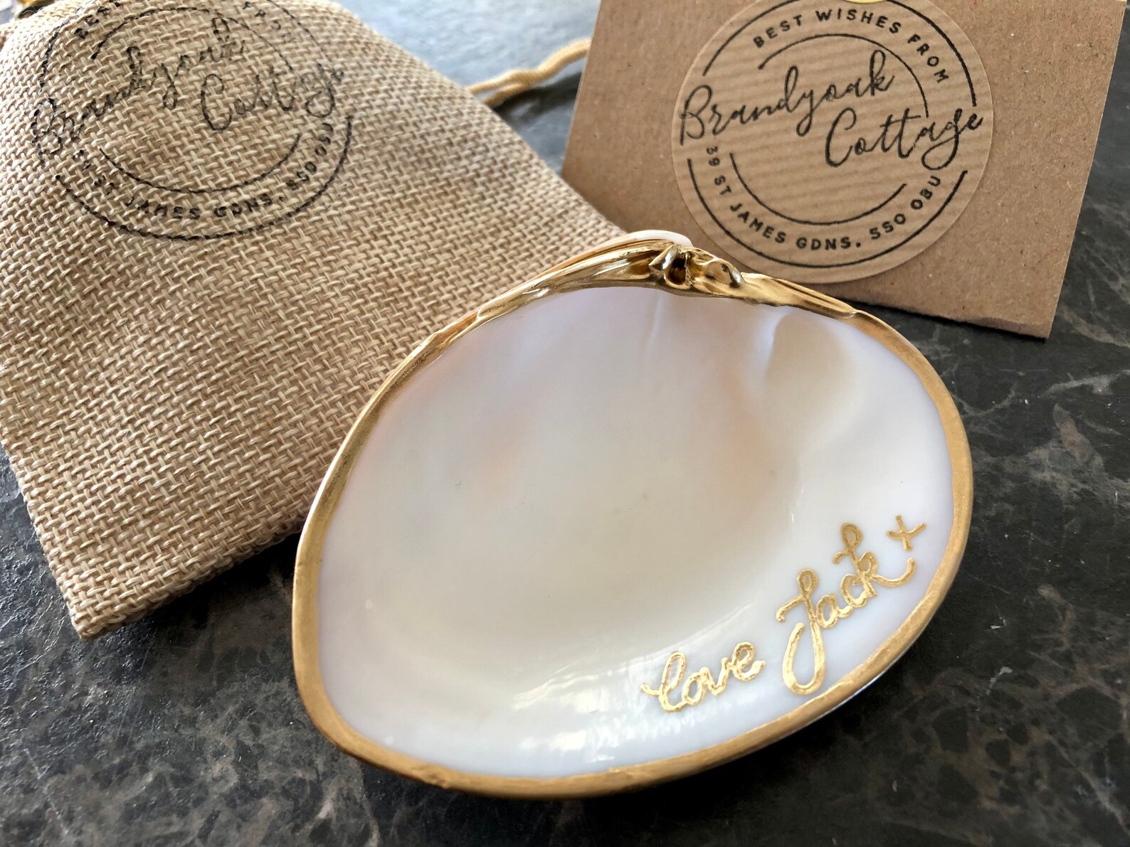 Gilded Clam Shell Trinket Dish Hand painted Gold Shell Dish Etsy