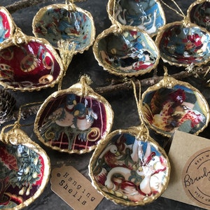 12 Days of Christmas Shell Ornaments |XL Cockle Shell Decorations, Traditional Christmas Tree Decorations, Partridge in a Pear Tree Ornament