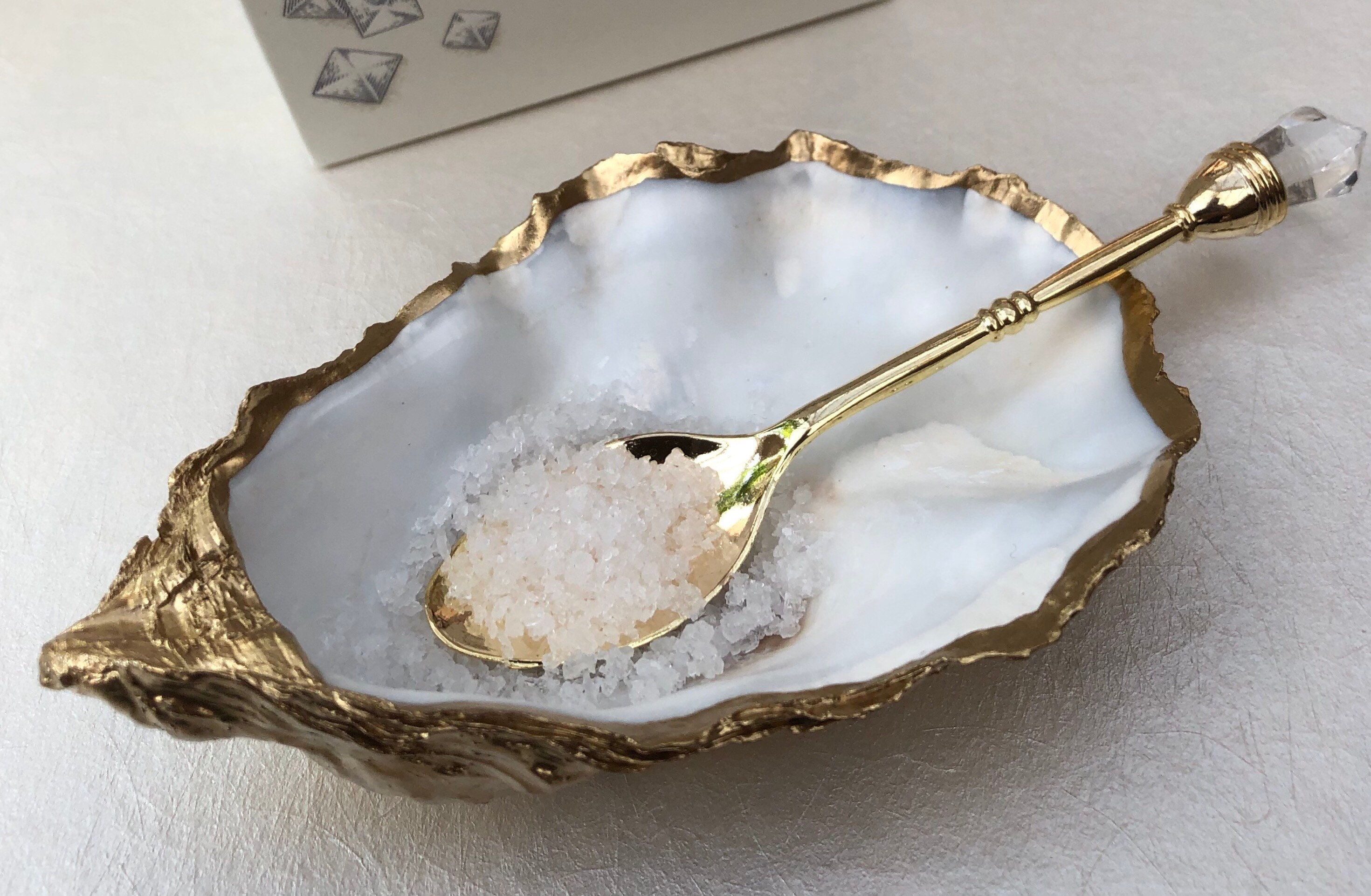 Single Gold Oyster Shell Salt Cellar with Golden Spoon Etsy