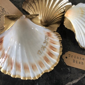Engagement Ring Dish Personalised Date Gold Scallop Shell Trinket Dish Custom Ring Holder Proposal Idea or Wedding Gift Crafted UK image 5