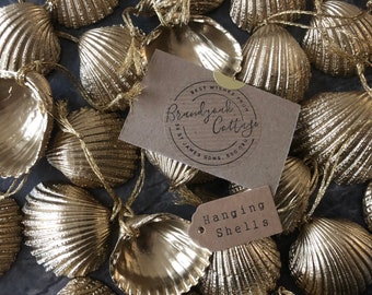 Bulk Gifts Gold Shell Wedding Favours Hanging Shell Decorations Ornaments Shell Party Favors Beach Wedding Qty10+