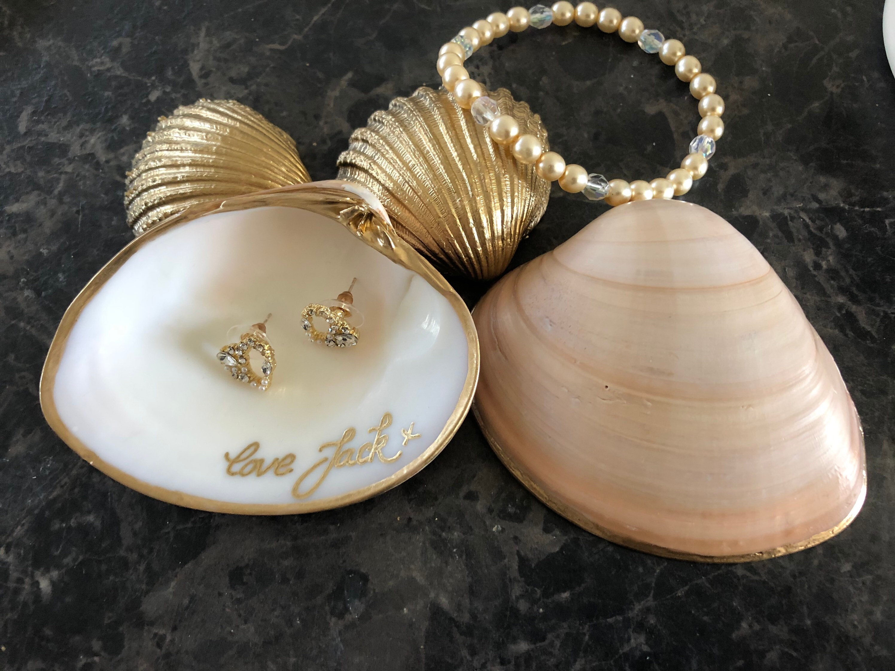Personalised Shell Ring Dish Custom Gold Clam Shell Trinket Etsy