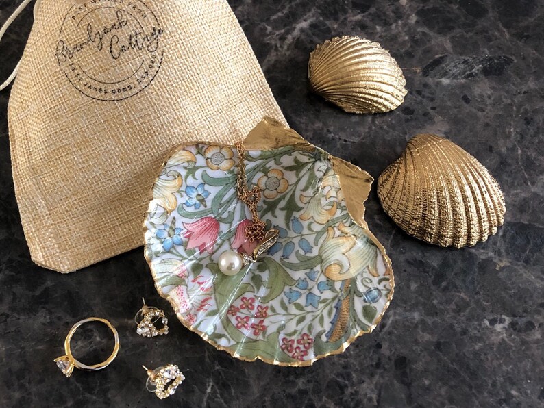 Scallop Shell Trinket Dish in William Morris Golden Lily Etsy