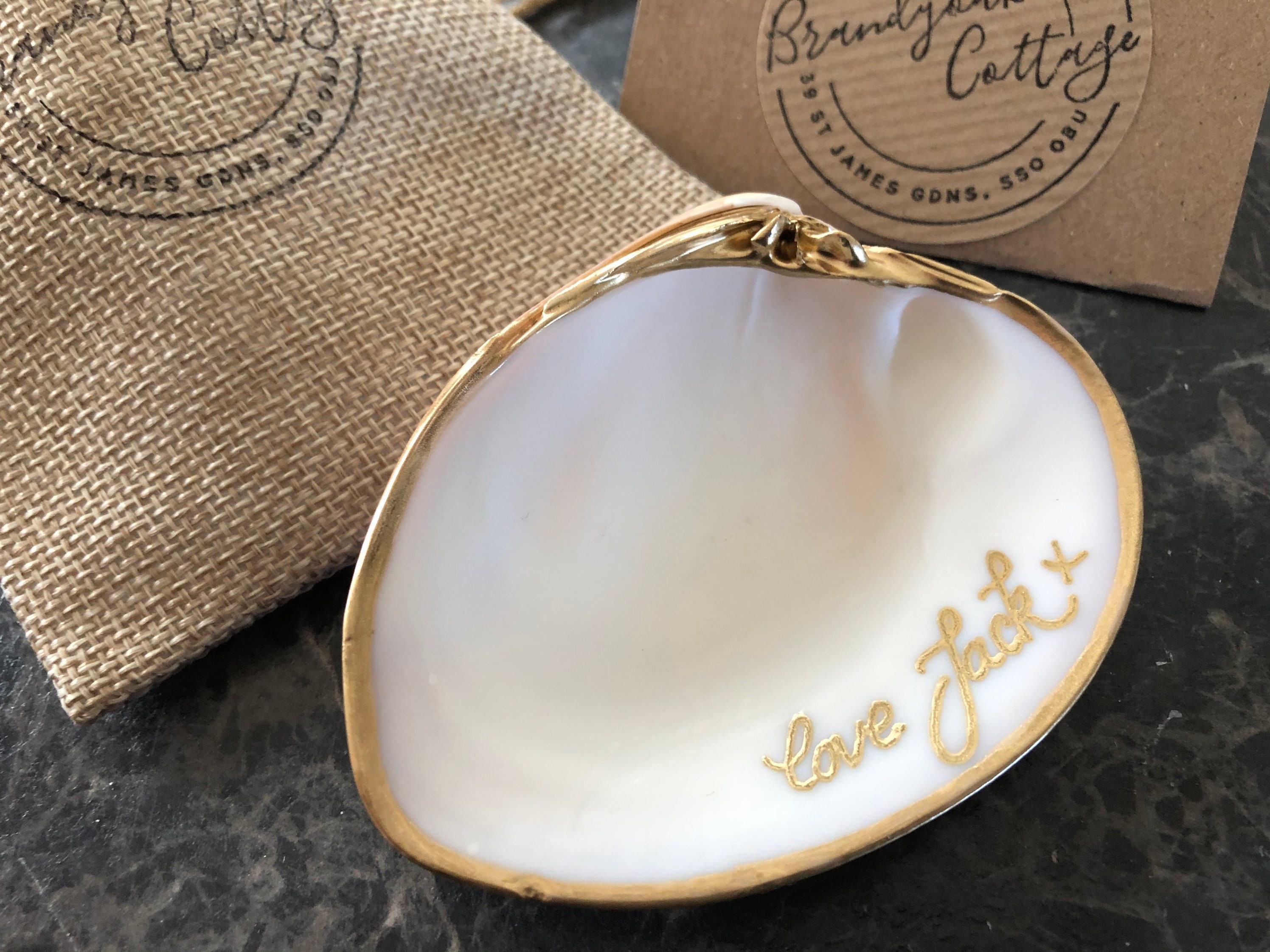 Personalised Shell Ring Dish Custom Gold Clam Shell Trinket Etsy