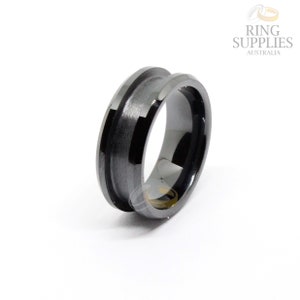 8mm black ceramic ring blank / core with 4mm inlay channel