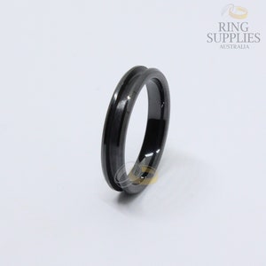 4mm black ceramic ring blank / core with 2mm inlay channel