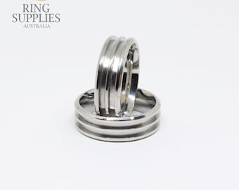 8mm Double Channel Stainless Steel ring blank with 2x2mm inlay channels