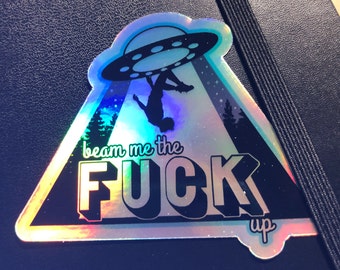 Beam Me Up Holographic Stickers