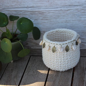 ADA *** panier bohème, panier coquillage, petit panier bohème , cache pot boheme, panier crochet, décoration boho chic, corbeille bohème