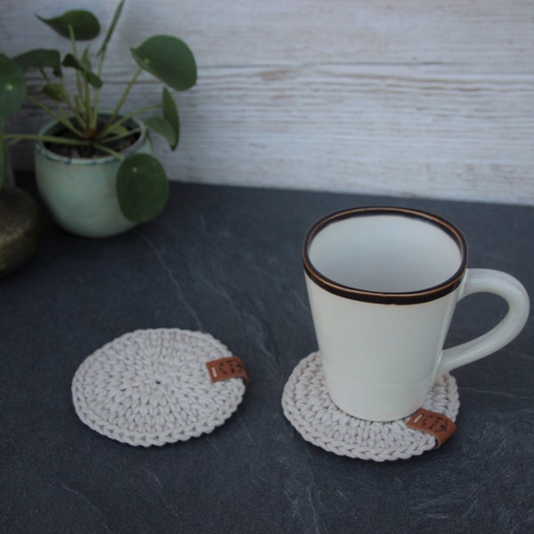 Lot de 2 Sous-Tasses CARLA, dessous de tasse, Sous Tasses, sous verres, decoration hygge, linge de cuisine, linge de table, arts de la table