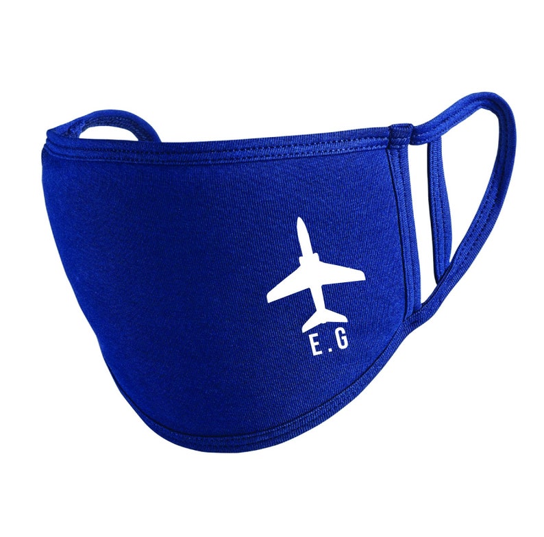 Custom Initials Plane Face Mask 6 Colours Available Etsy UK
