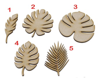 MDF Tropical Leaf Cutouts: Monstera, Fern, Crafts & Embellishments