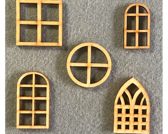 Crafting House Windows - Dolls House Windows - Craft Window Shapes - Modelling Windows - MDF Advent Calendars windows, Embellishments