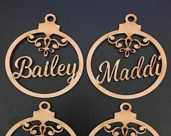 Personalised Baubles - Christmas Tree Decoration - Xmas Balls - Wedding Favours, MDF, Gift, Xmas, Present, Tags, Bauble, Wooden Shapes