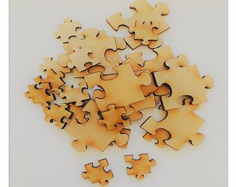 Laser cut 4mm MDF wooden Plaque Pack of 10 Jigsaw pcs keyrings