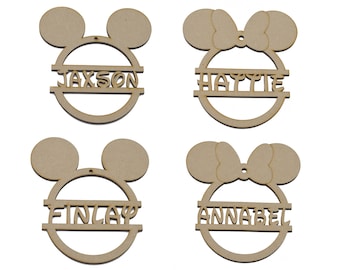 Mickey & Minnie Mouse  Baubles, Personalized Christmas Tree Decoration,  3mm MDF, Christmas Gift, Xmas Present, Tags, Name Placement, Shapes