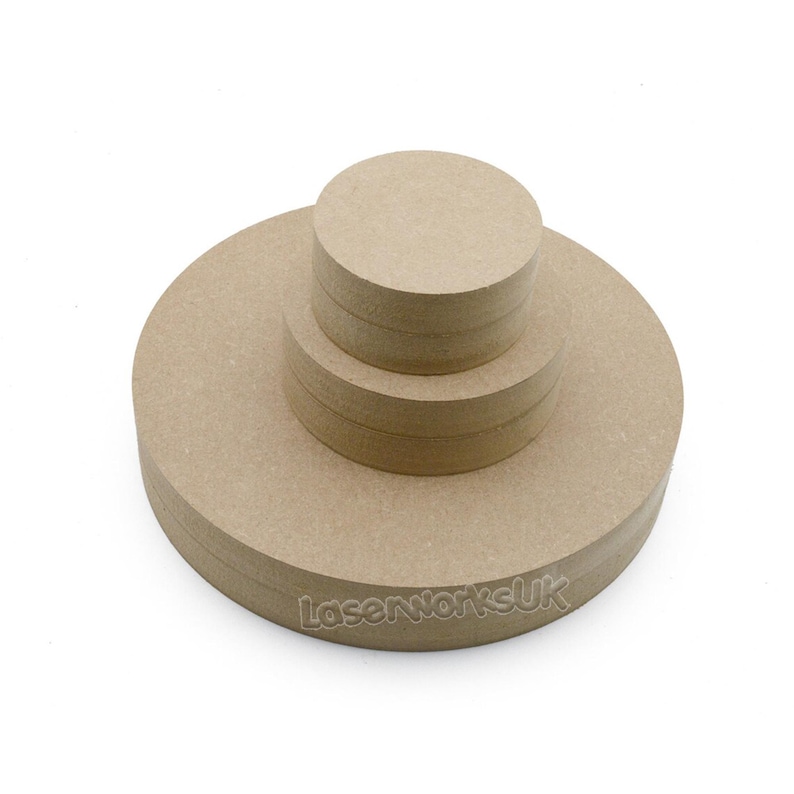 Freestanding Round Circle 18mm Thick MDF Wooden Blank Craft Shapes,  Sizes available 40mm to 400mm