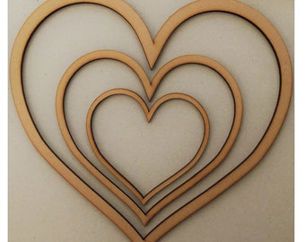 7cm laser cut 3mm MDF Hearts blank craft shape sign Wooden 70mm 