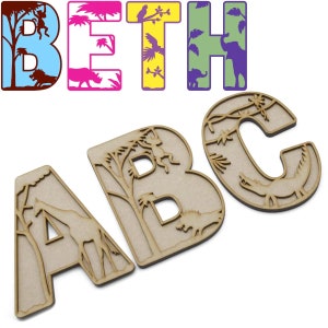 Safari Animal Alphabet Layered Letters - Laser Cut Alphabet Letter & Numbers, Animal Nursery Decor