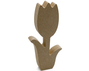 Freestanding Spring Tulip Flower Shape MDF Wooden Plant Craft Blank Decoration, Embellishment