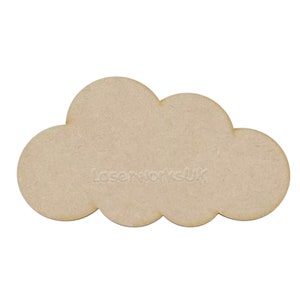 May include: A light brown wooden cloud shape, ideal for crafting and DIY projects. The cloud is made of unfinished wood and is ready to be painted or decorated.