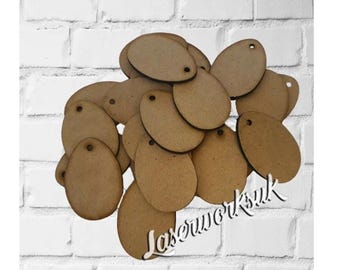 20 Easter Egg MDF Craft Shapes: Blank Wooden Tags (50x35mm)