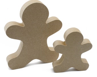 Freestanding Gingerbread Men Man Boy Girl shapes - 18mm MDF Wooden Blanks Decoration - Unpainted