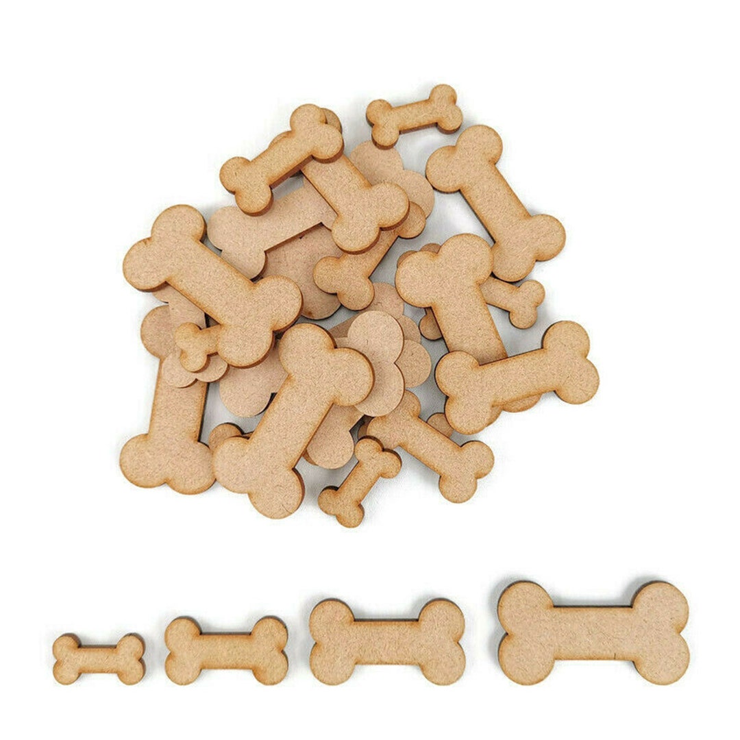 Wooden MDF Dog Bone Craft Shapes Pet Bones Crafts, Large, Plain, Tags