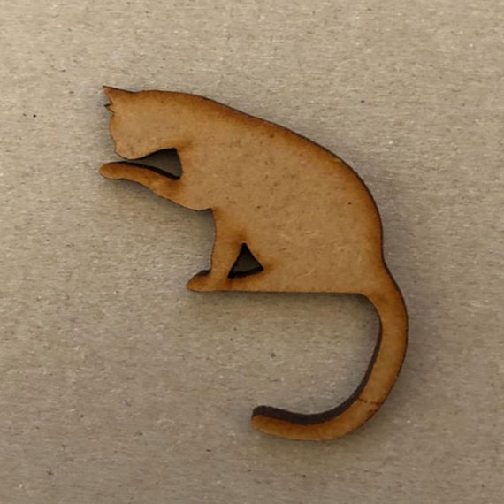 Laser cut Gift Tags Decorations Blank Shapes Choice of 2cm-15cm Wooden Cat Face Craft shapes Embellishments
