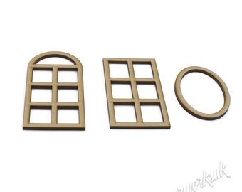House Windows for Crafting - Dolls House Windows - Craft Window Shapes - Modelling Windows - MDF Advent Calendars windows, Embellishments