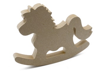 Freestanding Rocking Horse Shape - Wooden 18mm thick MDF Blank Shape, Unpainted Nursery Décor