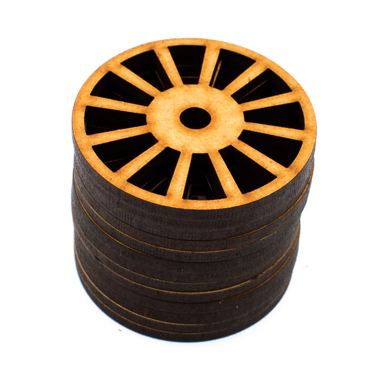 Cart Wheels, Vintage Coach Wheels, Train Wheels, Toys, MDF Craft Shapes, Wooden Gift Tags Decoration