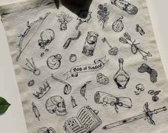 Bag of Holding Cotton Tote bag - DnD Bag, RPG tote, Gamer Gift, Dungeon Master, Dice Bag, D&D, DnD, RPG, Dungeons and Dragons - Handmade